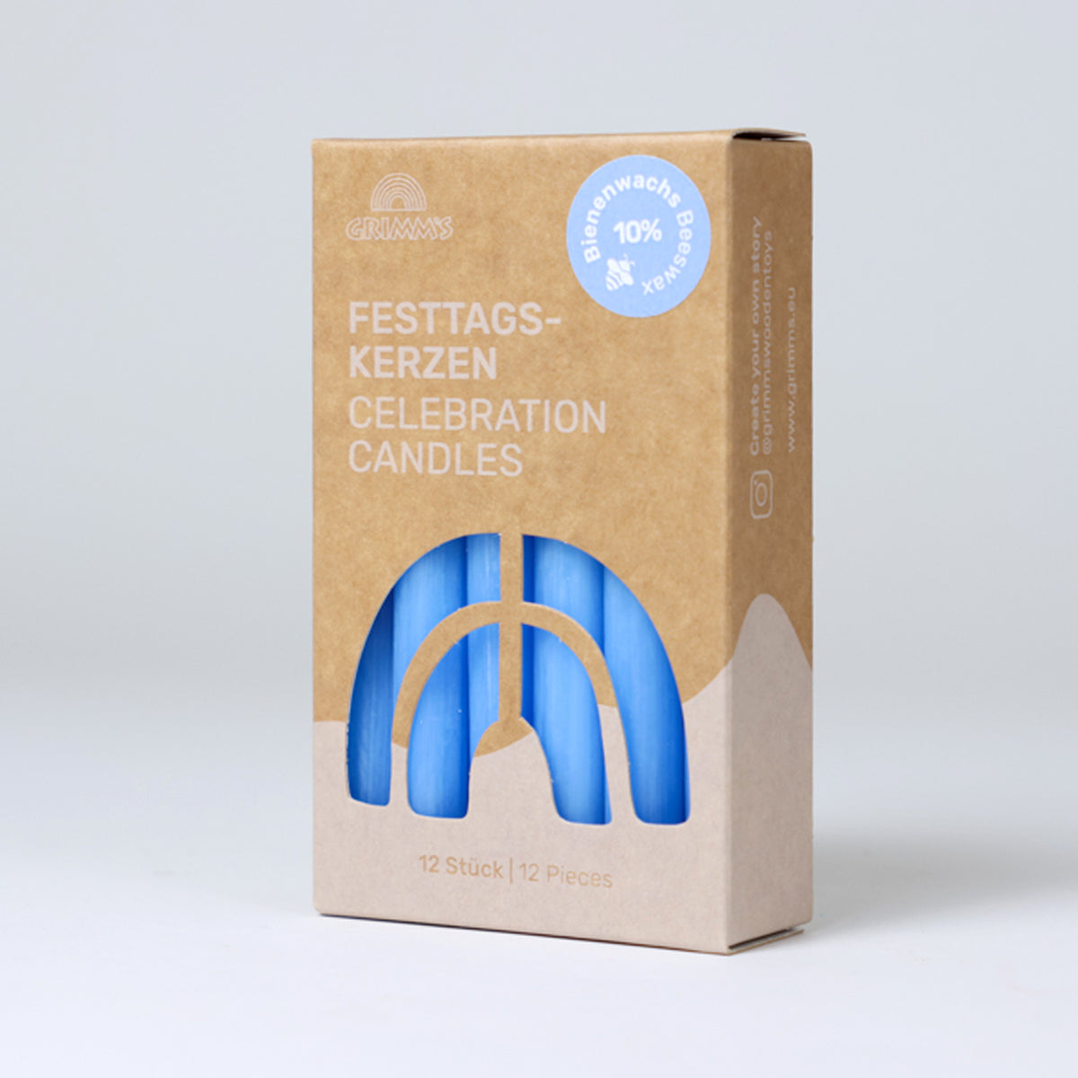 Lightblue 10% Beeswax Candles VE 12 pcs.